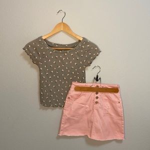 Cute Justice outfit, girl size 12, green shirt and pink skort outfit